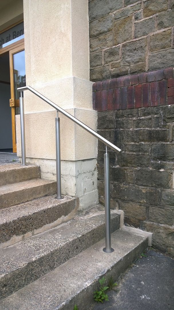 Stainless steel handrails on posts